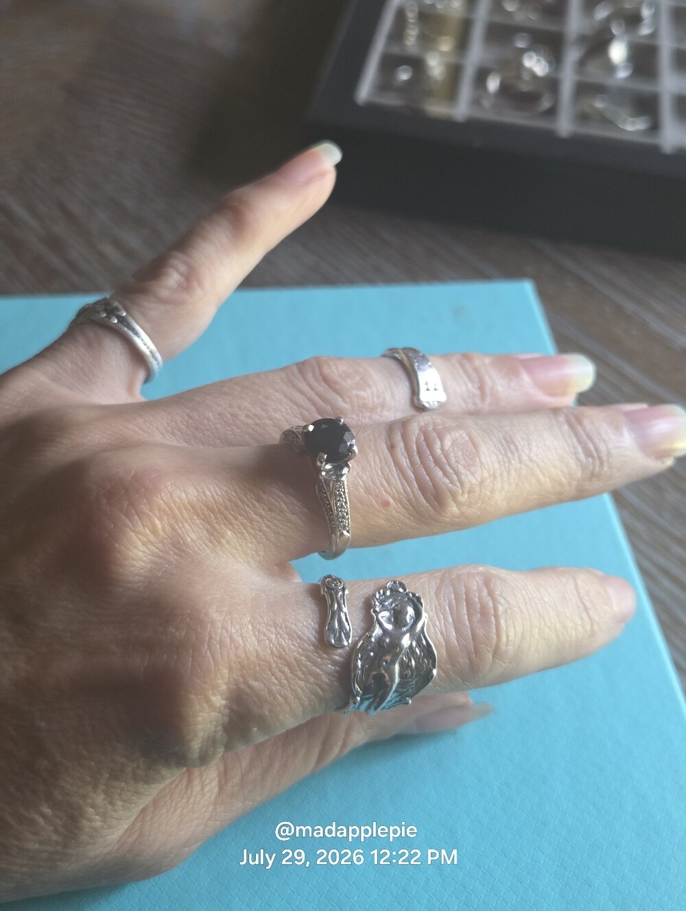 Vintage Sterling Silver Goddess Woman Nude Deity Muse Nymph Spoon Ring #126 - Picture 14 of 16